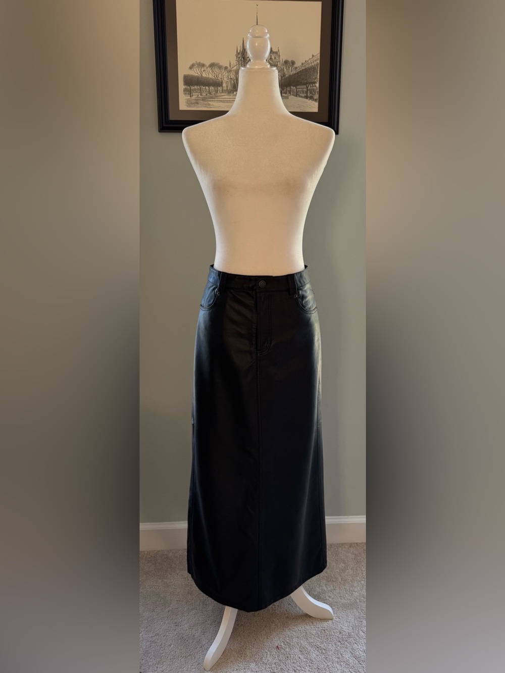 Free People City Slicker Vegan Leather Skirt Size 0 28" waist